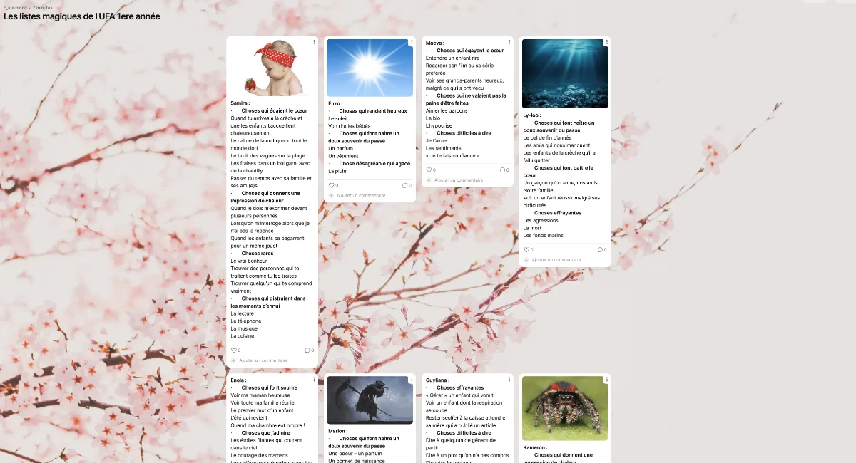 UFA_1annee Padlet des élèves de 1ère année de l'UFA